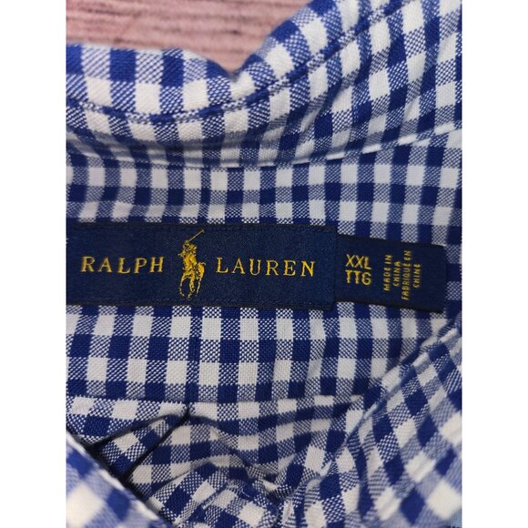 Ralph Lauren Mens Blue Gingham Button-Down Shirt XXL - Picture 6 of 8